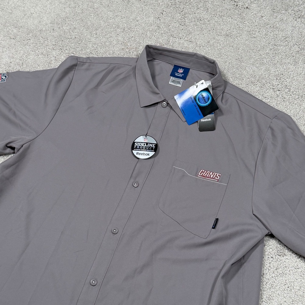 Reebok NFL Onfield New York Giants Gray Sideline Button Down Shirt Mens XL NWT
